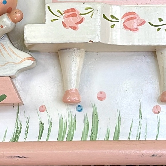 Vintage IRMI Wooden Musical Angels Wall Plaque Hand-Painted Nursery Decor Pink - Picture 13 of 14